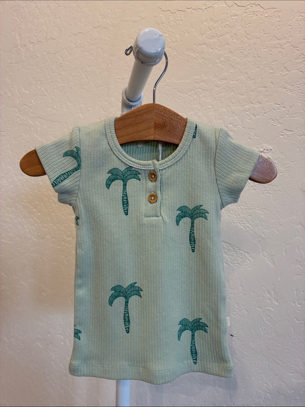 Kids Short Sleeve Ribbed Palm Tee - Sage Green